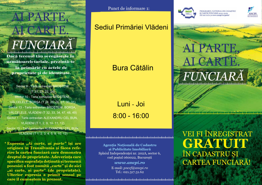 Programul Național de Cadastru și Carte Funciară - Ai parte, ai carte. Funciară