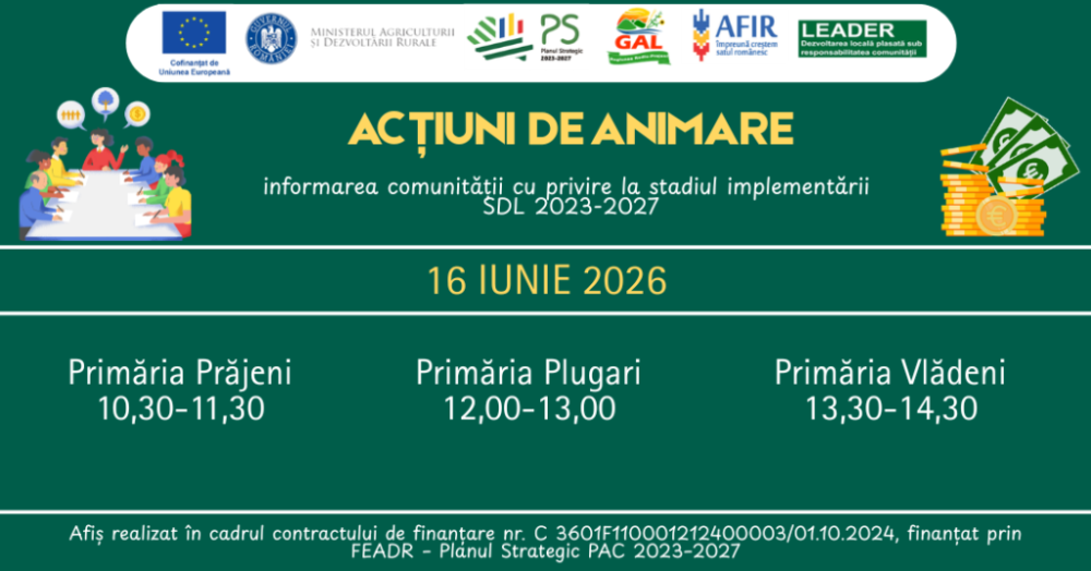 Acțiune de animare 16.06.2026: Prăjeni-Plugari-Vlădeni